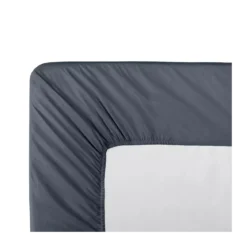 Drap housse b40 percale de coton uni bleu La percale francaise bleu