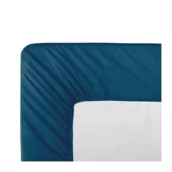 Drap housse b40 percale de coton uni bleu La percale francaise ocean