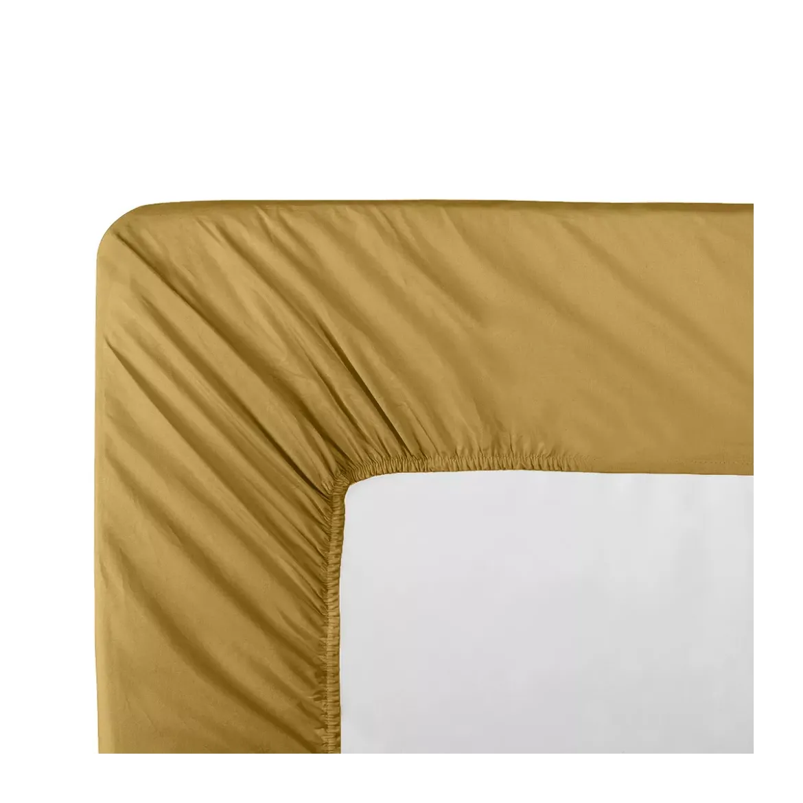 Drap housse b40 percale de coton uni jaune La percale francaise safran