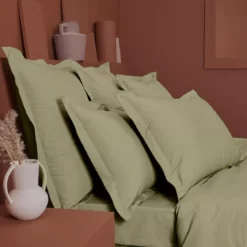Drap housse b30 percale de coton uni beige La percale francaise champagne