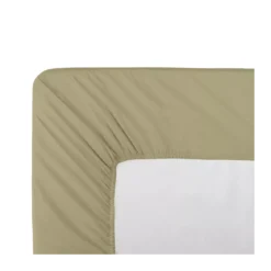 Drap housse b30 percale de coton uni beige La percale francaise champagne