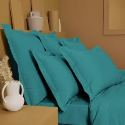Drap housse b30 percale de coton uni vert La percale francaise emeraude