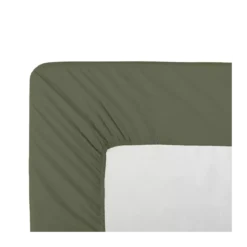 Drap housse b30 percale de coton uni vert La percale francaise kaki