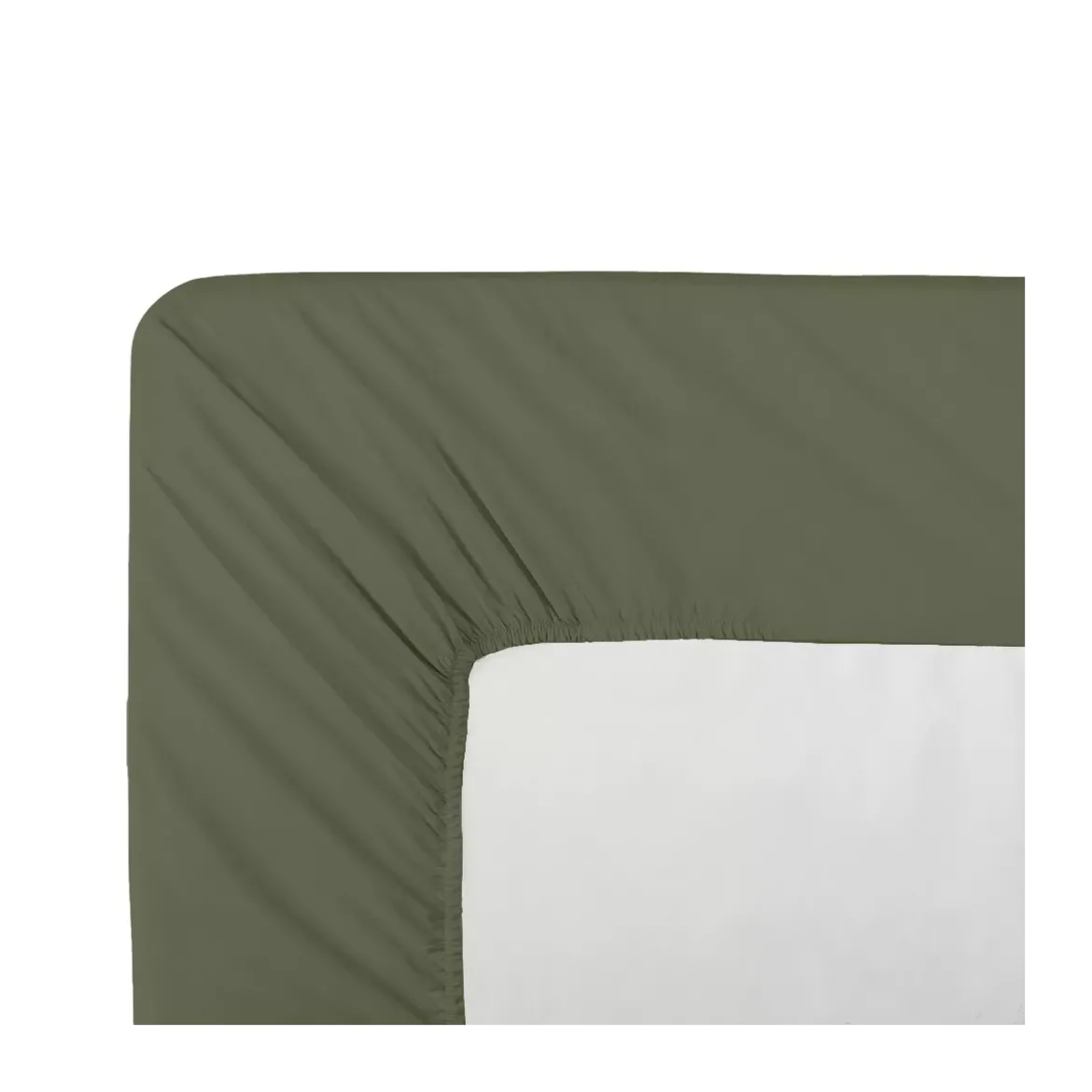 Drap housse b30 percale de coton uni vert La percale francaise kaki