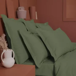 Drap housse b30 percale de coton uni vert La percale francaise kaki