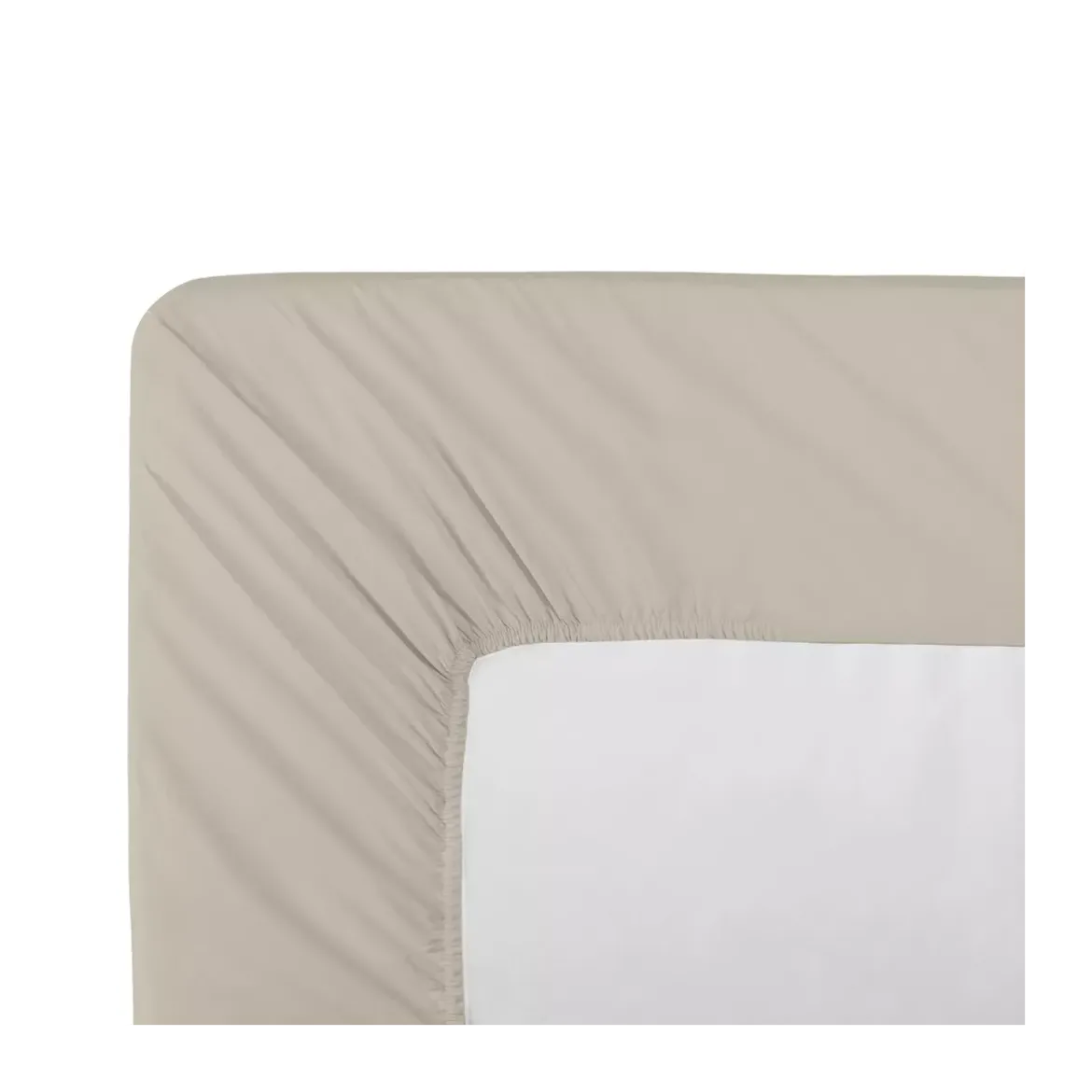 Drap housse b30 percale de coton uni beige La percale francaise lin