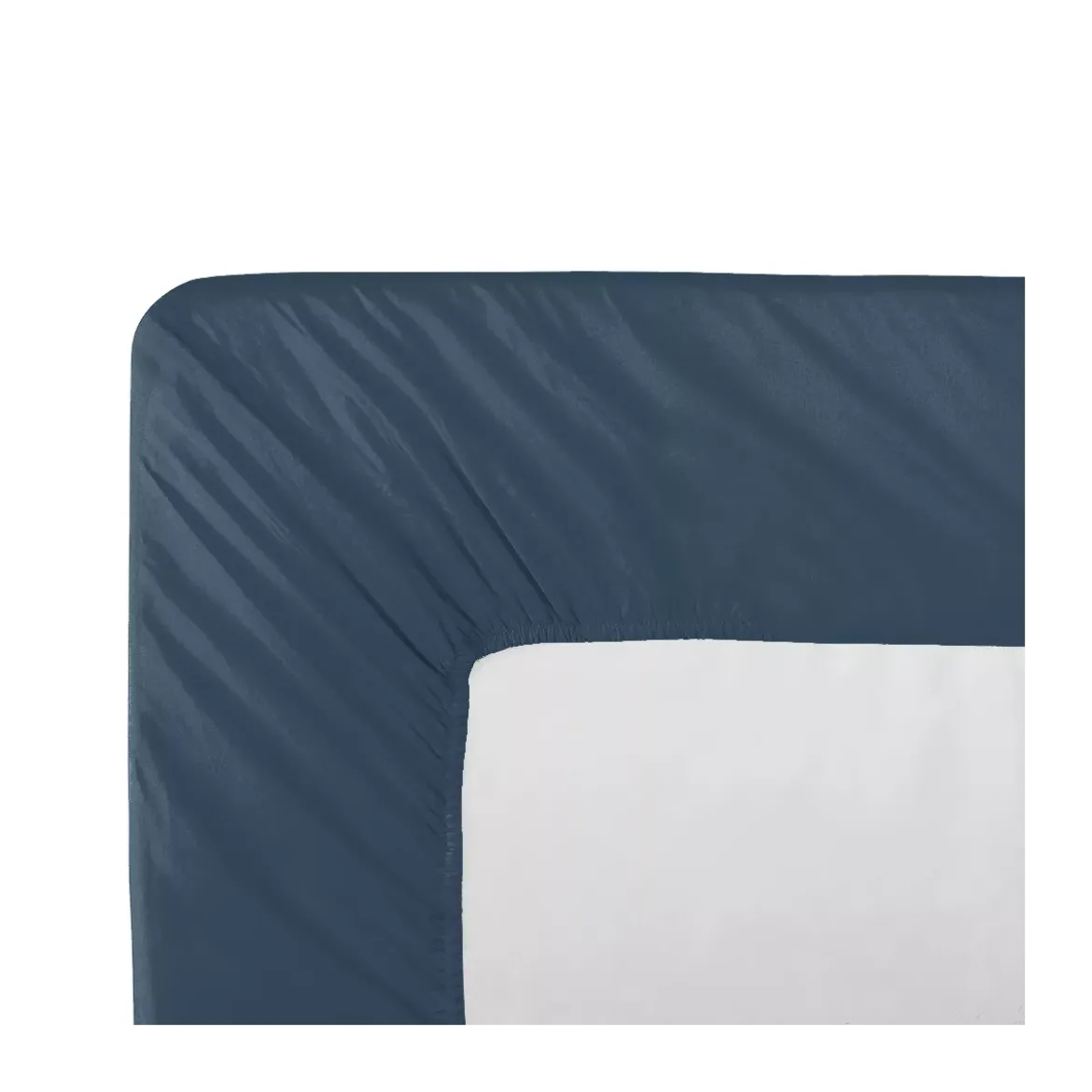Drap housse b30 percale de coton uni bleu La percale francaise ocean