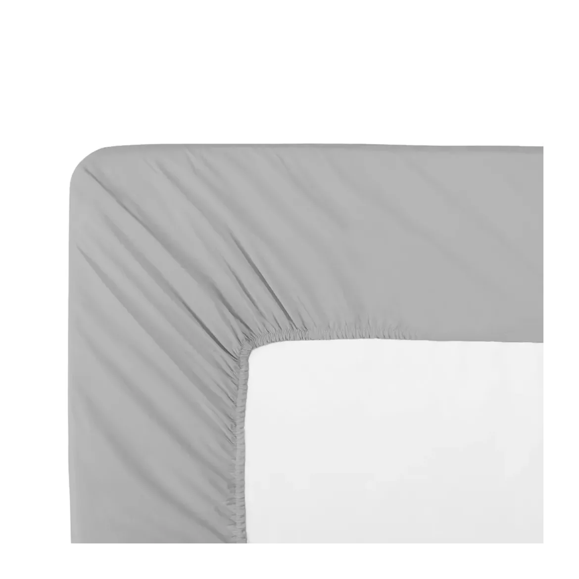 Drap housse b30 percale de coton uni gris La percale francaise platine