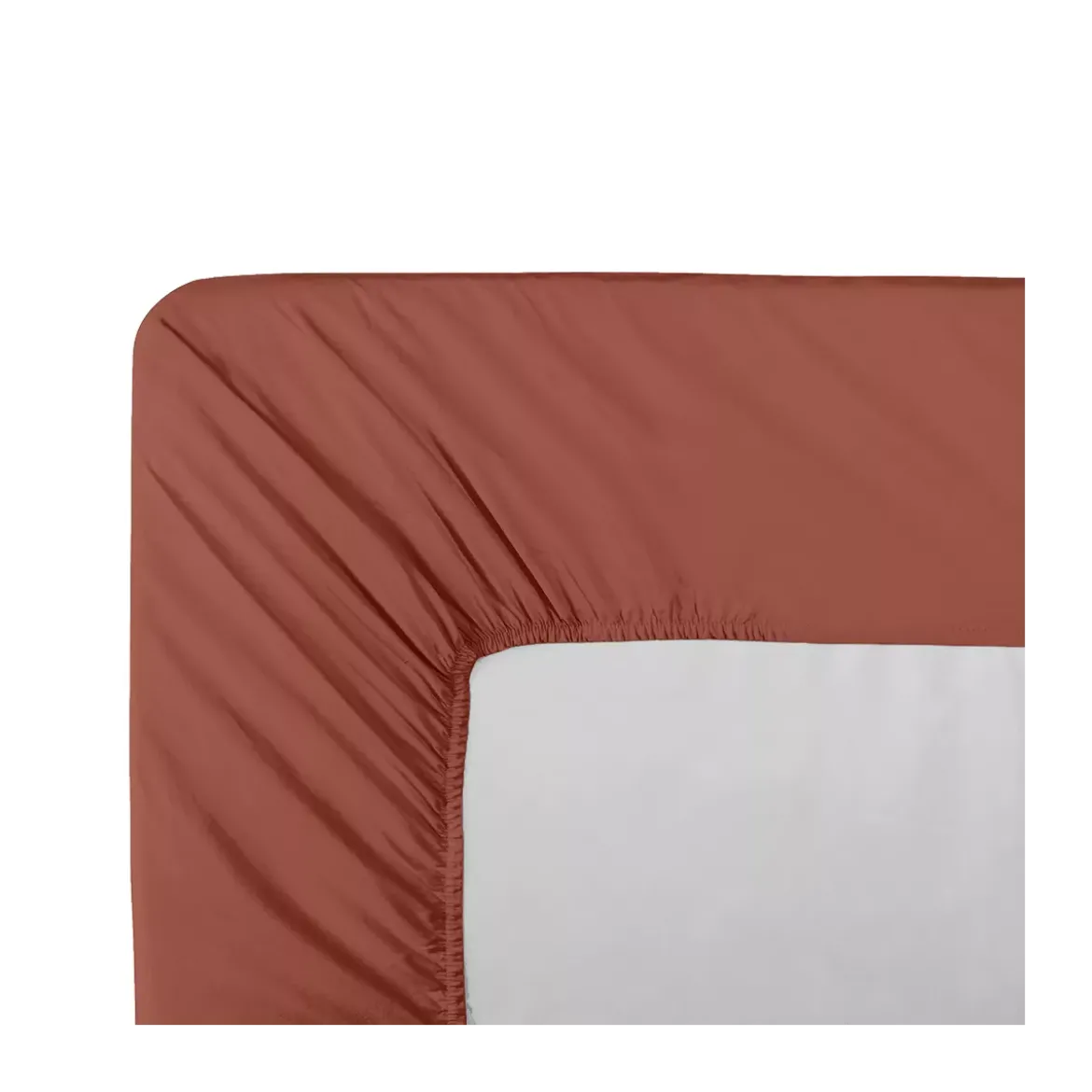 Drap housse b30 percale de coton uni orange rouge La percale francaise rouille