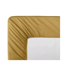 Drap housse b30 percale de coton uni jaune La percale francaise safran