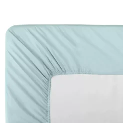 Drap housse b30 percale de coton uni bleu La percale francaise bleu aqua