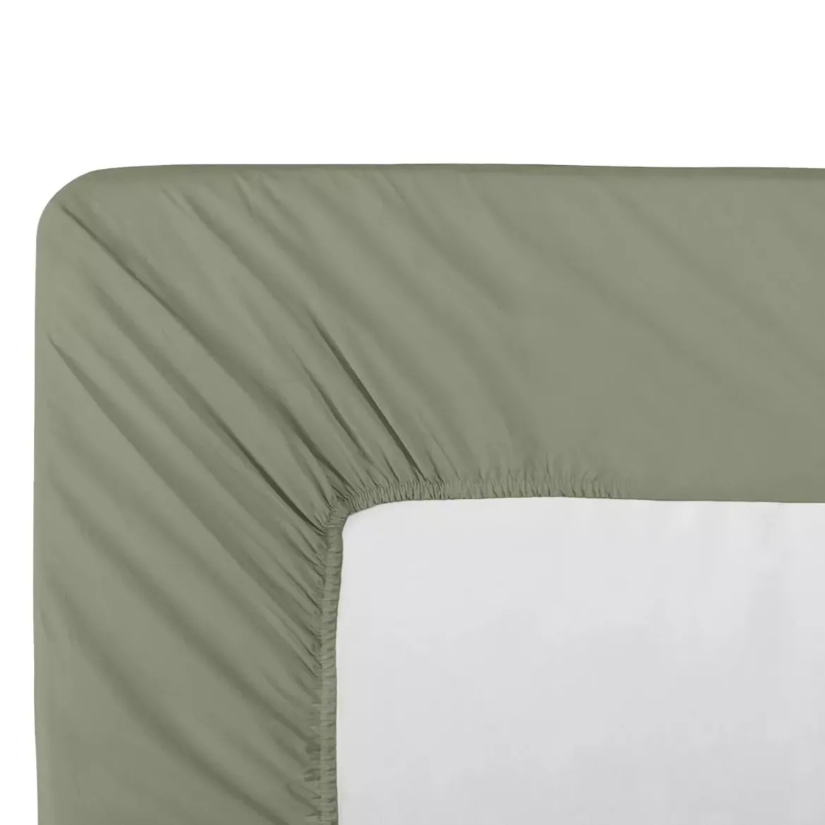 Drap housse b30 percale de coton uni vert La percale francaise verde