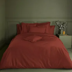 Drap housse b30 percale de coton uni rouge La percale francaise grenat