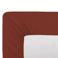 Drap housse b30 percale de coton uni rouge La percale francaise grenat
