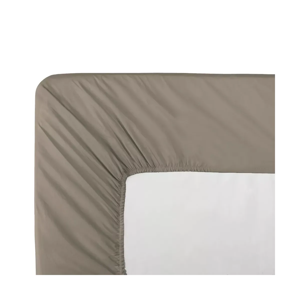 Drap housse b30 percale de coton uni brun Olana pin