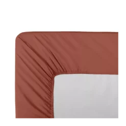 Drap housse b40 percale de coton uni orange rouge La percale francaise rouille