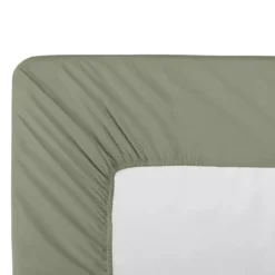 Drap housse b40 percale de coton uni vert La percale francaise verde