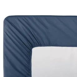 Drap housse b35 percale de coton uni bleu Giulia denim