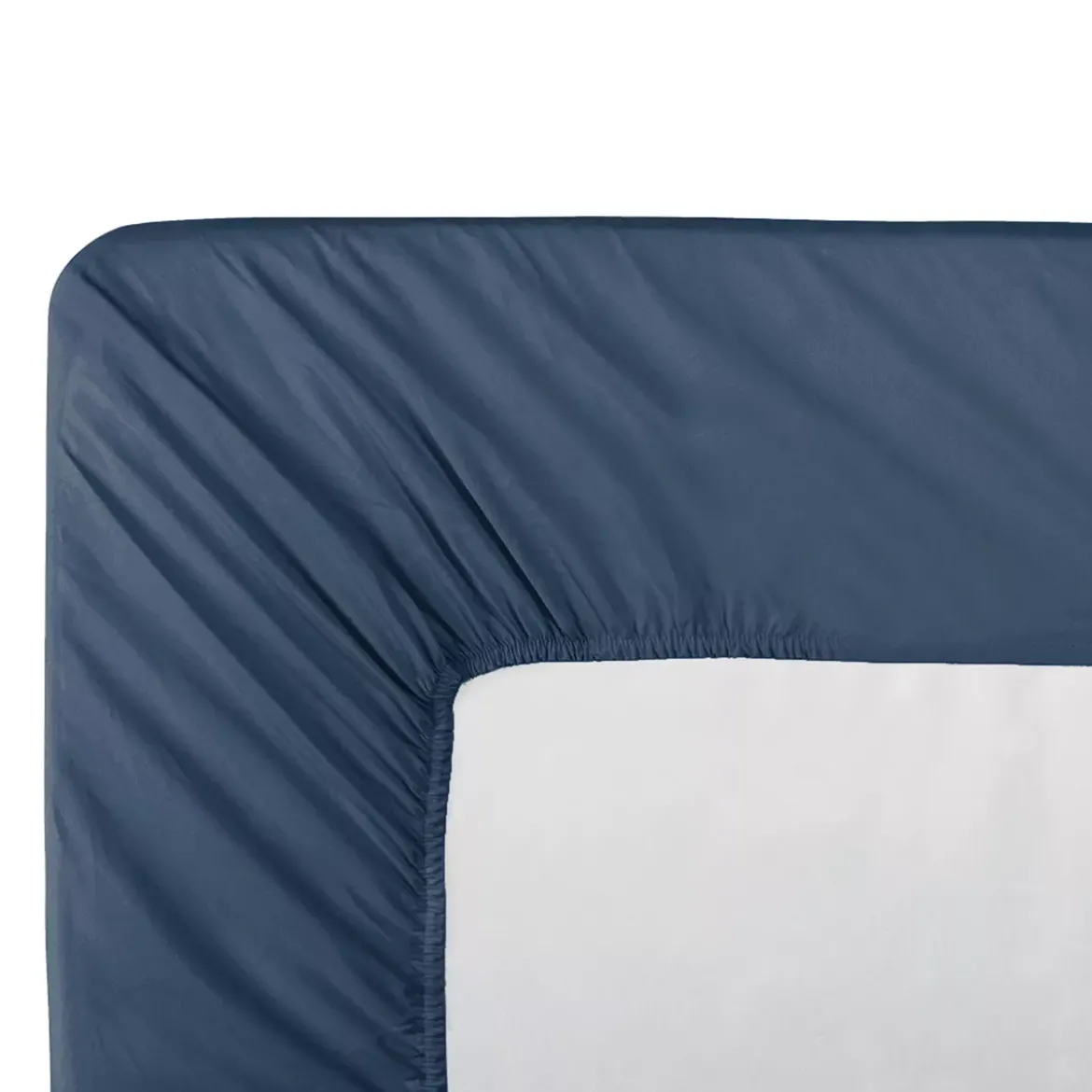Drap housse b35 percale de coton uni bleu Giulia denim