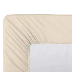 Drap housse b35 percale de coton uni ivoire Giulia ivoire