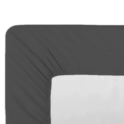 Drap housse b35 percale de coton uni anthracite Giulia titane