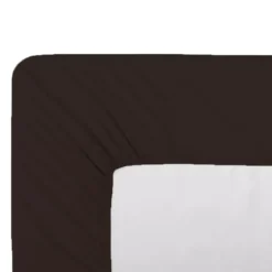 Drap housse b35 percale de coton uni chocolat Giulia chocolat