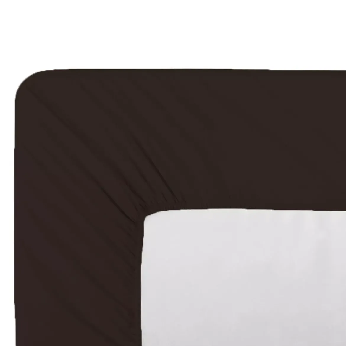 Drap housse b35 percale de coton uni chocolat Giulia chocolat