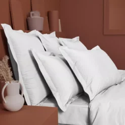 Drap housse b50 percale de coton uni blanc La percale francaise neige