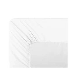 Drap housse b50 percale de coton uni blanc La percale francaise neige