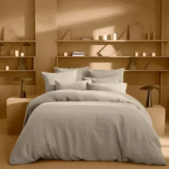 Drap housse b35 pur lin lavé 165 g/m² uni beige Le lin lave lin
