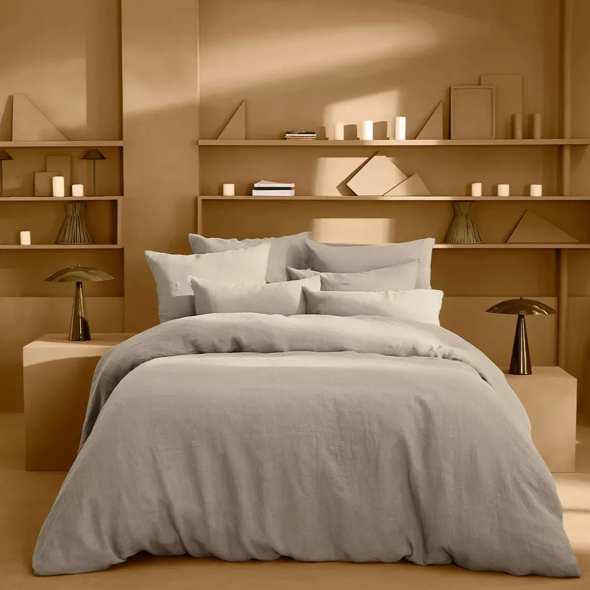 Drap housse b35 pur lin lavé 165 g/m² uni beige Le lin lave lin