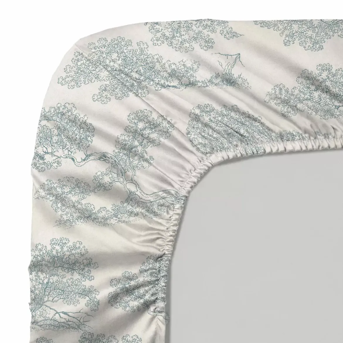 Drap housse b35 satin de coton 115 g/m² imprimé beige bleu Utopie encre