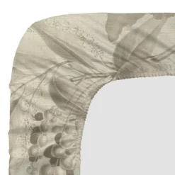 Drap housse b35 satin de coton imprimé beige Parfum d'orchidee grege