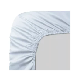Drap housse b40 satin de coton uni gris Ava uni glacier