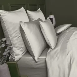 Drap housse b40 satin de coton uni beige Ava uni lin