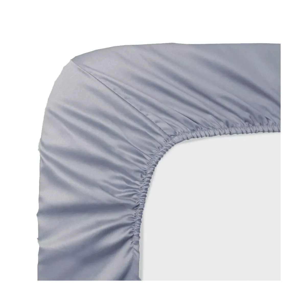 Drap housse b40 satin de coton uni gris Ava uni souris