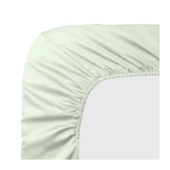 Drap housse b40 satin de coton uni vert Ava uni vert d'eau