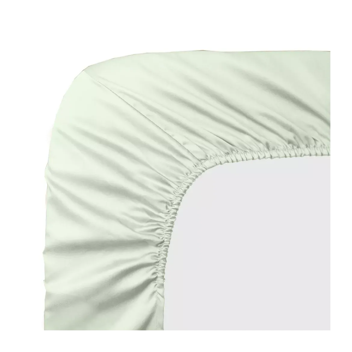 Drap housse b40 satin de coton uni vert Ava uni vert d'eau