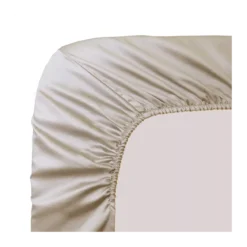 Drap housse b30 satin de coton uni beige Ava uni lin