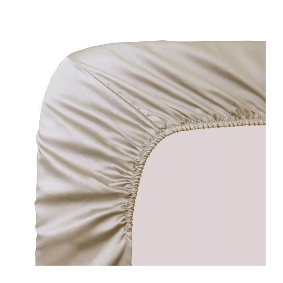 Drap housse b30 satin de coton uni beige Ava uni lin