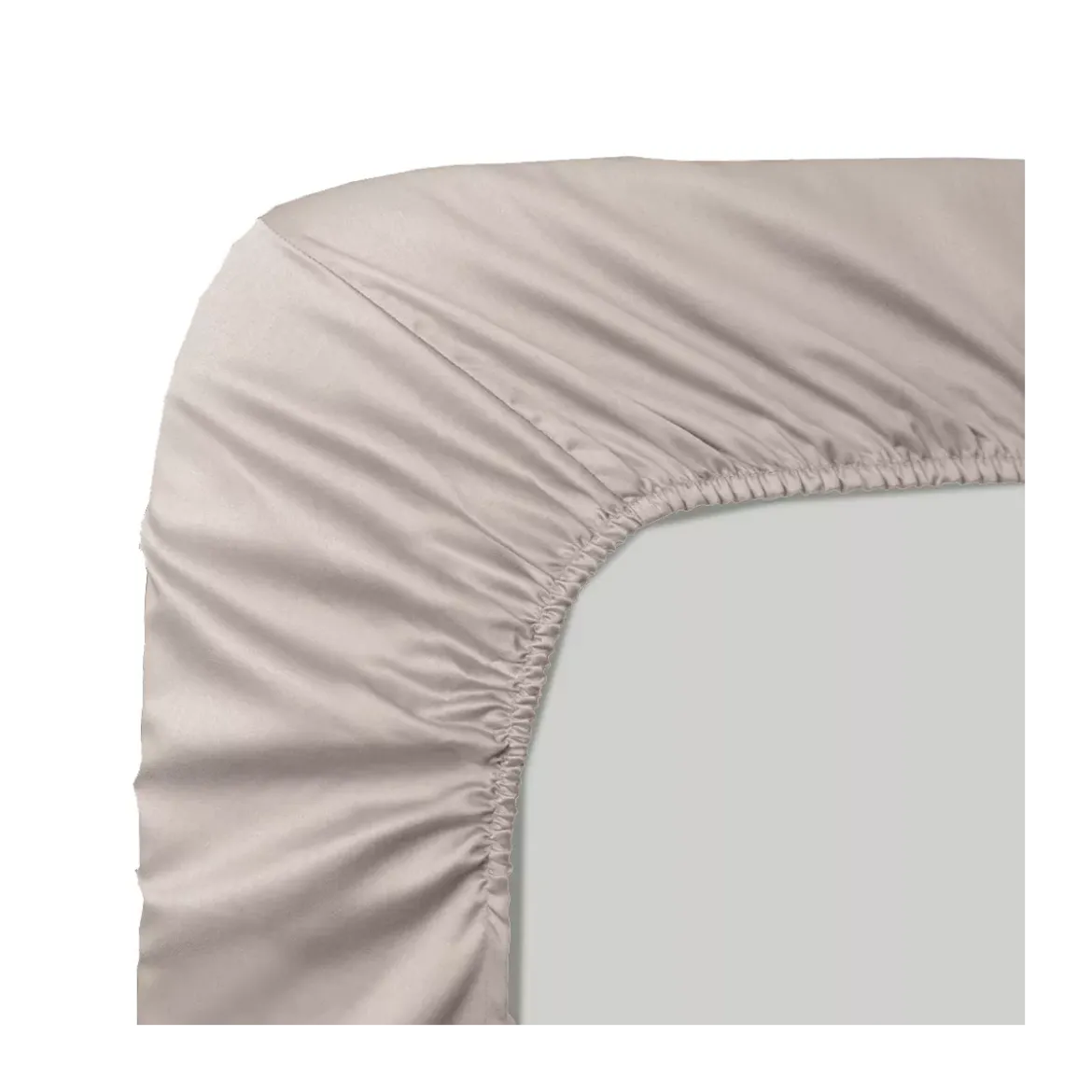 Drap housse b30 satin de coton uni beige Ava uni taupe