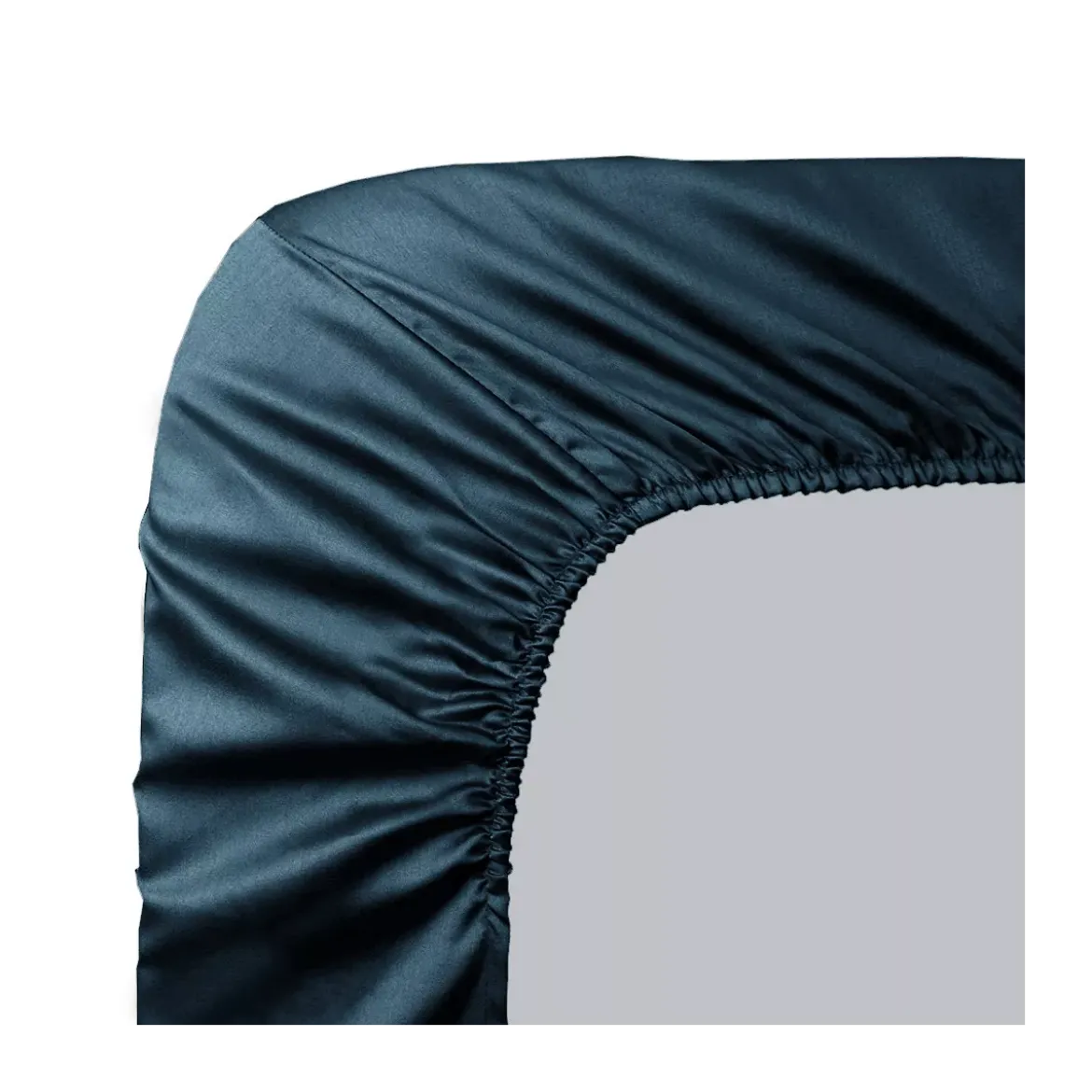 Drap housse b30 satin de coton uni bleu Ava uni bleu nuit