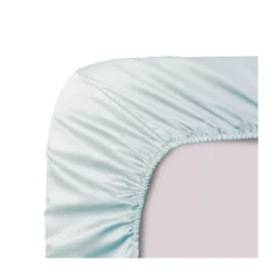 Drap housse b30 satin de coton uni bleu Ava uni mint