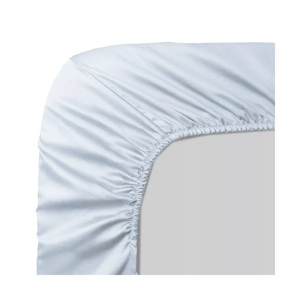 Drap housse b30 satin de coton uni gris Ava uni glacier