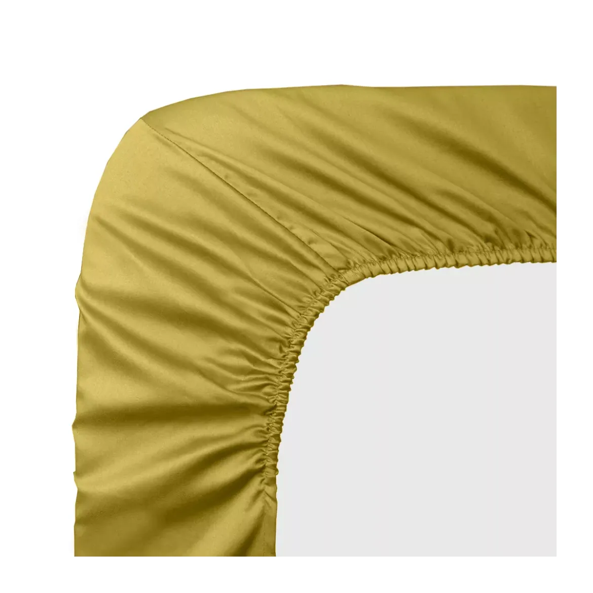 Drap housse b30 satin de coton uni or Ava uni curry
