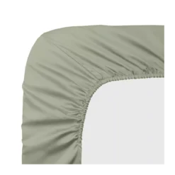 Drap housse b30 satin de coton uni vert Ava uni lichen