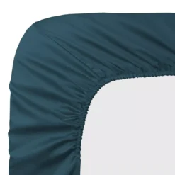 Drap housse b30 satin de coton uni bleu Ava uni bleu ardoise