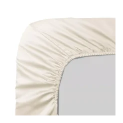 Drap housse b50 satin de coton uni ivoire Ava uni angora