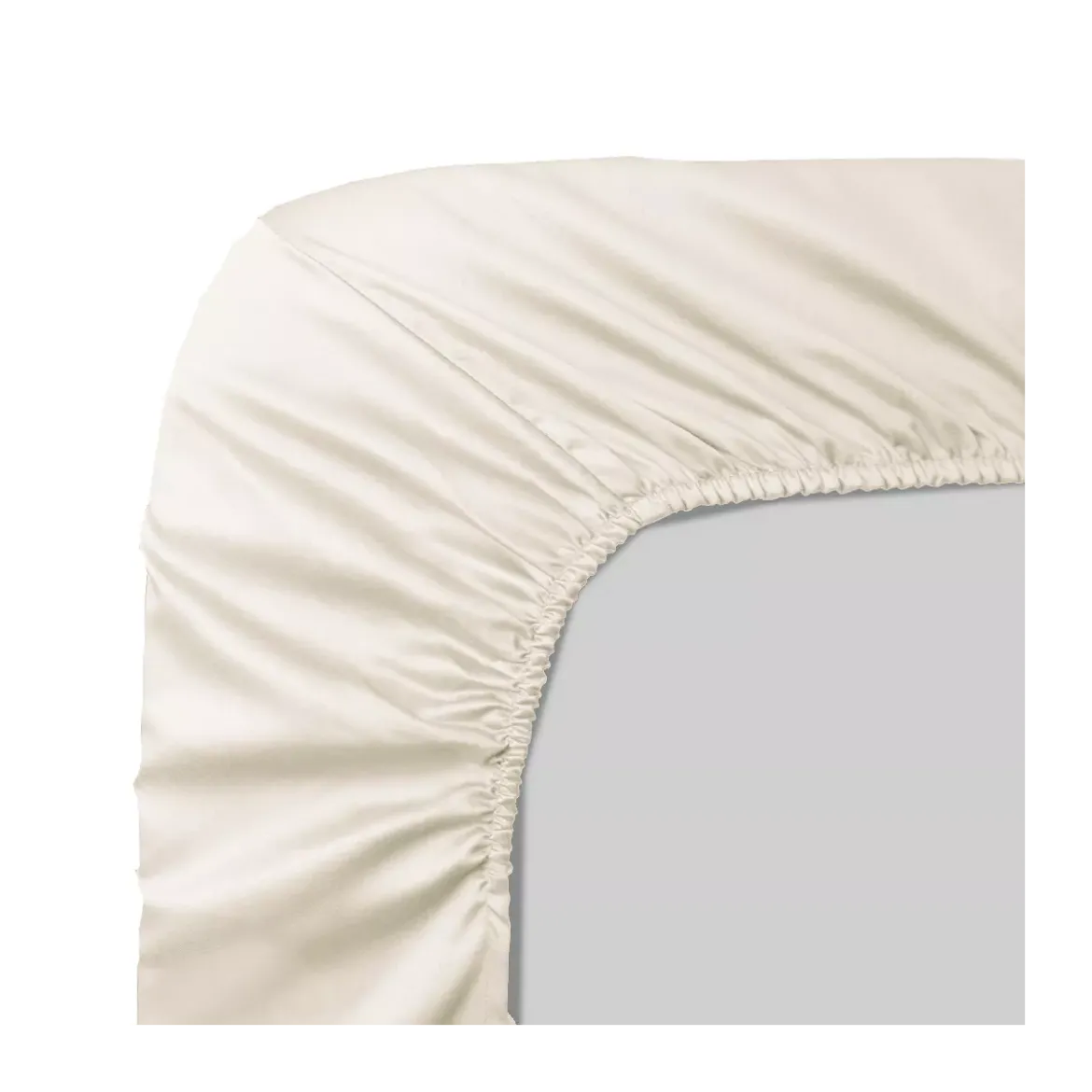 Drap housse b50 satin de coton uni ivoire Ava uni angora