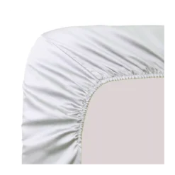 Drap housse b30 satin de coton uni blanc Ava uni blanc